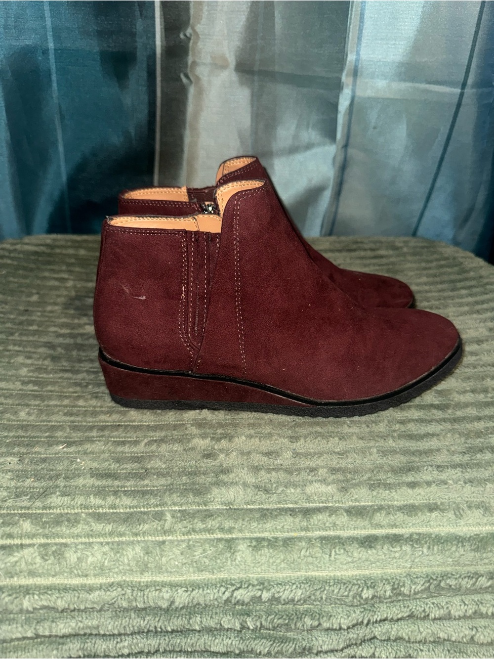 Franco Sarto Burgundy Suede Ankle Booties